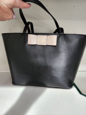 kate spade Black Tote with Cream Bow Detail